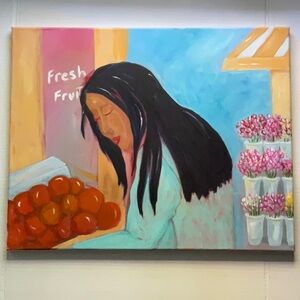 Original acrylic painting 16”x 20”   Market Day